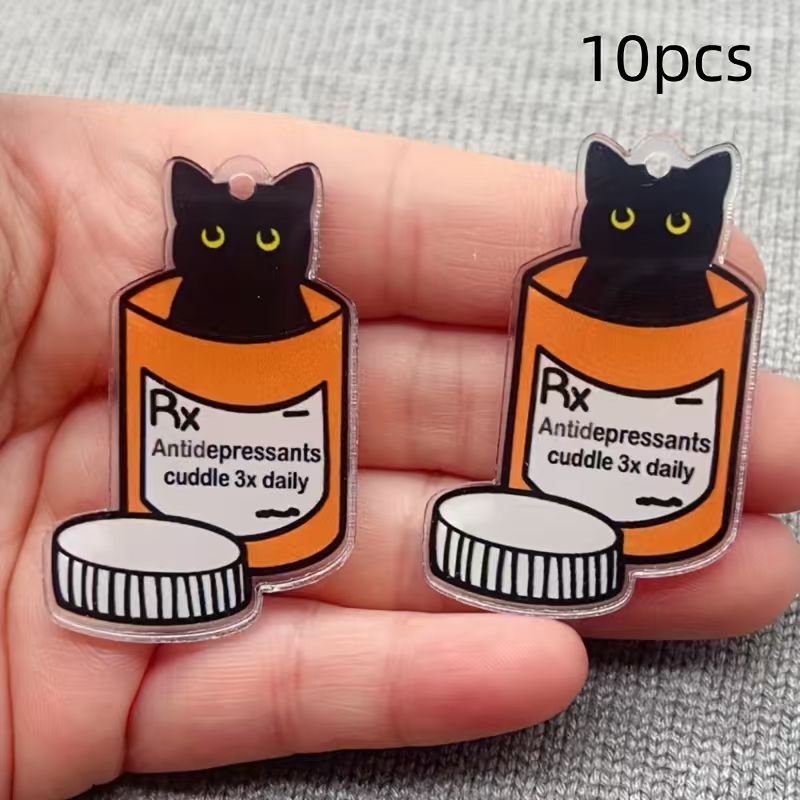 Jewelry Making Accessories - Pendentif chat en acrylique, 10 pièces,