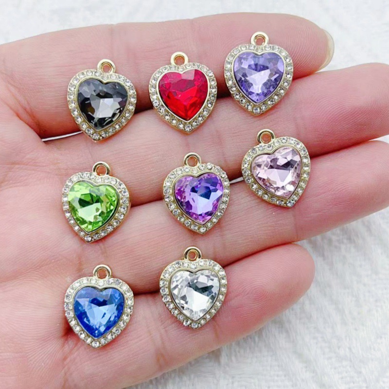 Jewelry Making Accessories - Pendentif en forme de cœur incrusté