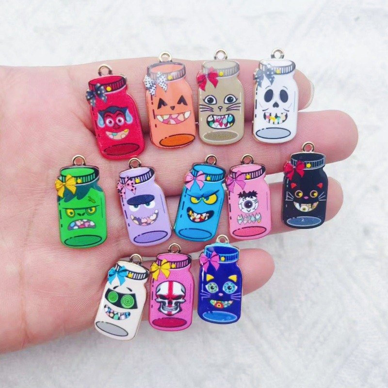 Jewelry Making Accessories - Pendentif bouteille imprimé en alliage, 12